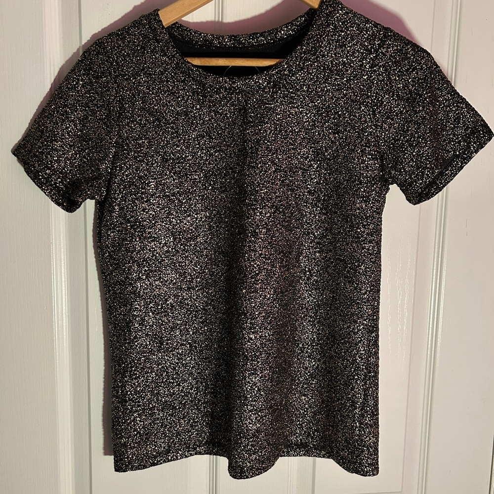 INC International Concepts Black Fitted Sequin T-Shirt